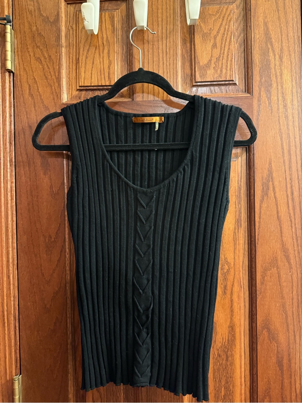 Belldini Black Ribbed Sleeveless Knit Top